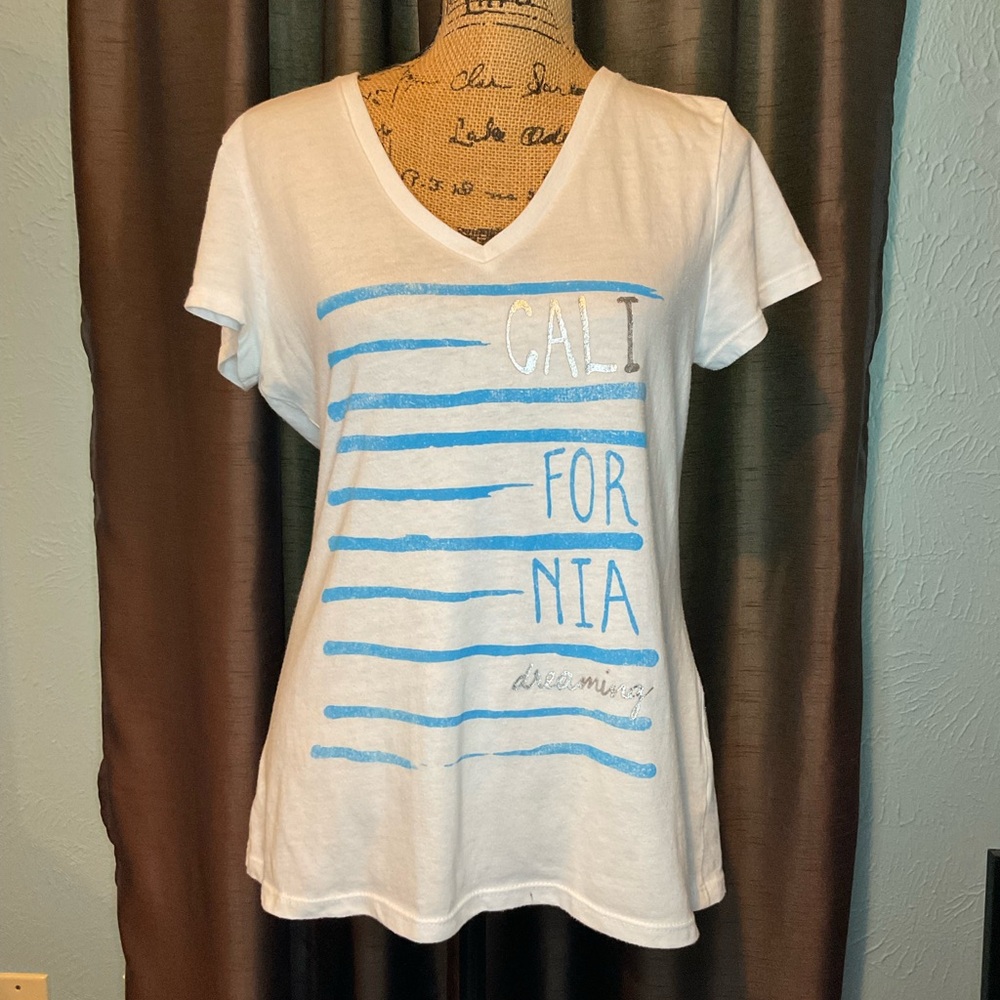 California Dreaming White and Blue Women's T-Shirt